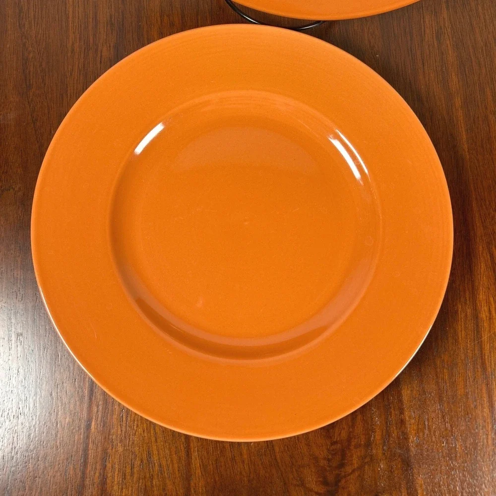 Studio 33 Orange Terracotta Dinner Plates Glossy Ceramic Round 10.25